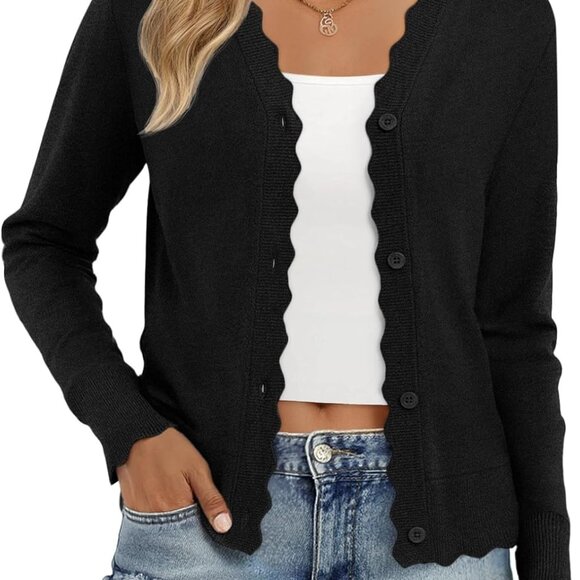 Womens Cardigan Sweaters Long Sleeve Casual Lightweight Button Down V-Neck Fall - Picture 1 of 6